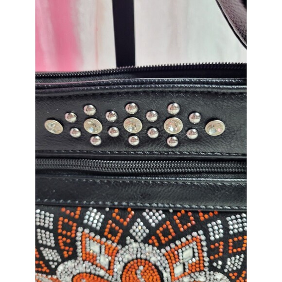 Orange Rhinestone Flower Boho Crossbody Purse - Picture 3 of 5